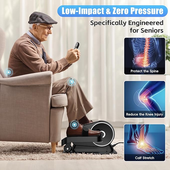 ANCHEER Under Desk Elliptical Machine, 2-in-1 Mini Exercise Bike, Digital Display, 9 Resistance Levels, 12 Speed Levels, Active and Auto Modes, Silent Operation