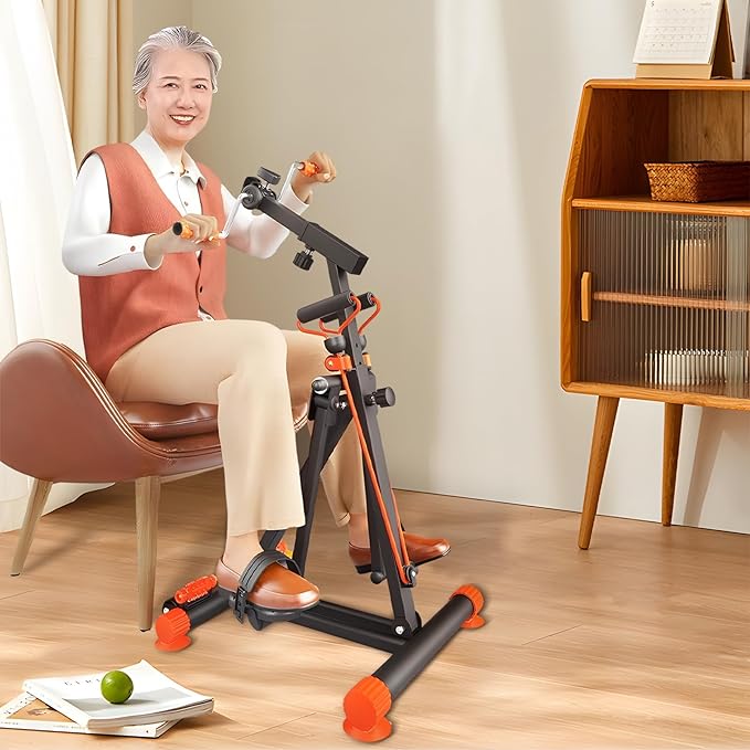 Pedal Exerciser for Elderly, Mini Exercise Bike, Seated Leg Exerciser with 3-Angle + 4-Height Adjustment, Under Desk Bike Exercise Equipment for Home Use