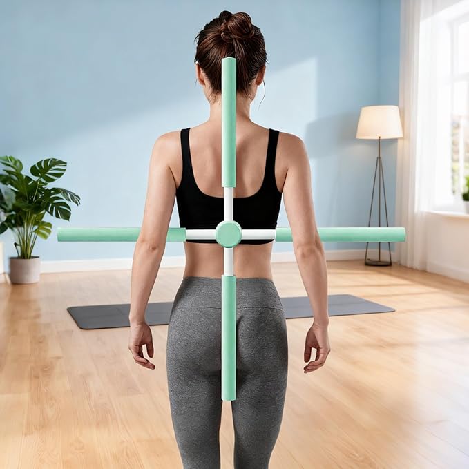 Yoga Stick - 355g Ergonomic Exercise Pole, Spine Support Stretcher, Balance Corrector Rod | Portable Neck Shoulder posturr Fix Tool for Gym Office Home Travel Pilates Training Daily Sitting Aid