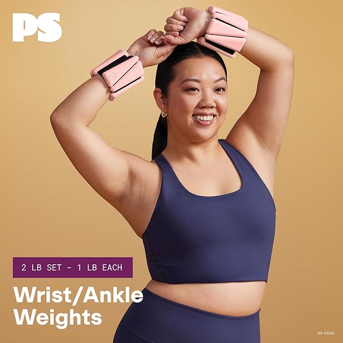 POPSUGAR Wrist and Ankle Weights, 2 x 1 lb (Coral) Wearable Weights, Strengthens, Tones & Sculpts Legs & Arms, Adjustable Ankle Weights for Work from Home Fitness, Gym Accessories for Women & Men