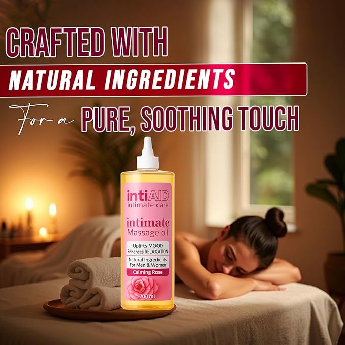 Intimate Body Massage Oil for date nights. Uplifts mood & Enhances Relaxation during Intimate Moments. Gentle & Natural Nourishing Ingredients like Jojoba, Almond Oil & Vitamin E - 7 Fl Oz