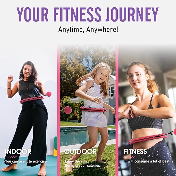 Weighted Hula Infinity Hoop & Pilates Ring Kit Bundle- Infinity Fitness Hoop for Weight Loss Plus Magic Circle, Resistance Bands, and Ball Set- Home Workout Equipment for Abdomen & Full Body Toning