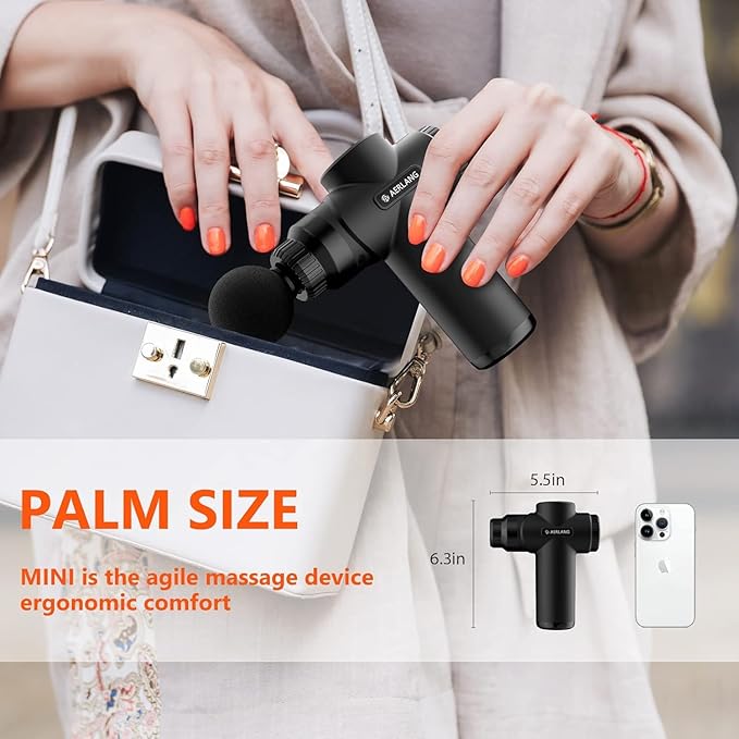 AERLANG Mini Massage Gun,Muscle Deep Tissue Massager Gun, Handheld Percussion Back Massager, Portable Quiet Massage Gun with Carry Case for Home Office Gym Gifts for Men Dad(Black)