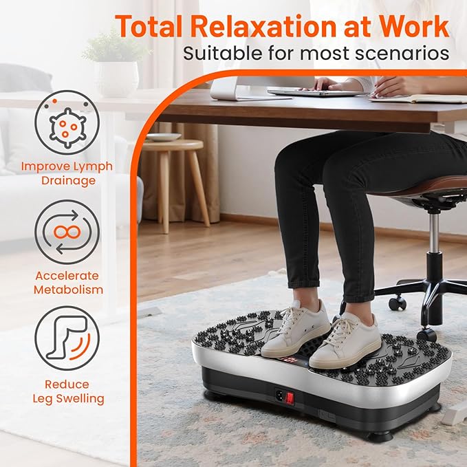 AXV Vibration Plate Fitness Platform Exercise Machine Vibrating Lymphatic Drainage Shaking Workout Full Body Shaker Vibrate Stand Shake Board Sport Gym Pad for Weight Loss Fat Burner for Women Men