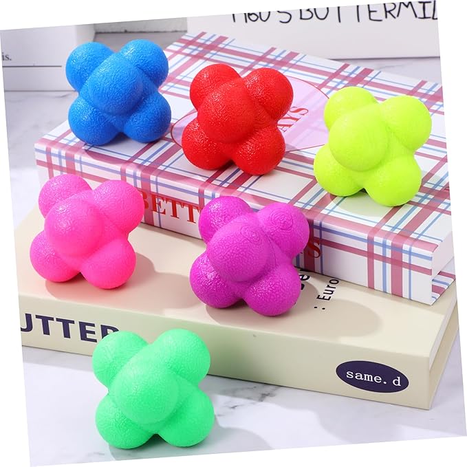 6 Pcs Hexagonal Reaction Balls Colorful Agility Balls for Sports Training Reflex Coordination and Reaction for Soccer Basketball Volleyball Football Exercises