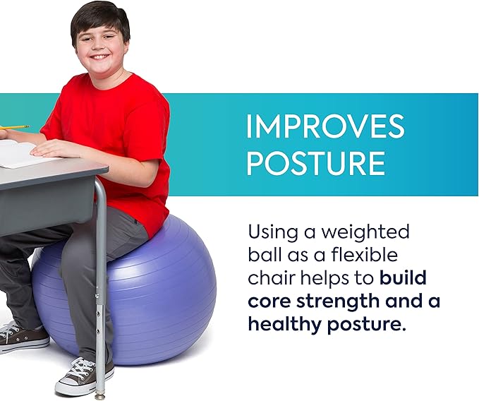 Bouncyband Balance Ball – Create Flexible Seating to Improve Focus at School, Office, or Home with This No-Roll Weighted Ball