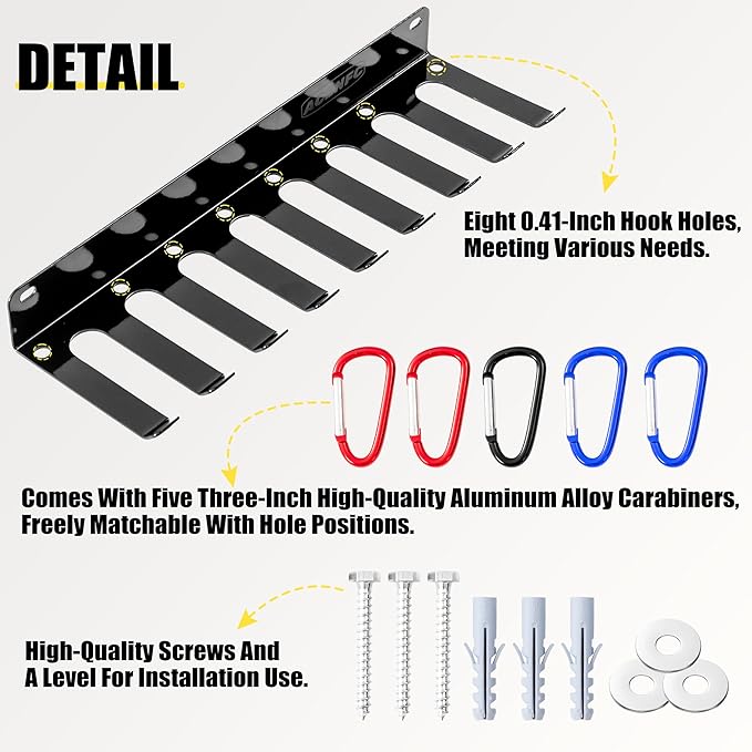 Wall-Mounted Gym Organizer, Resistance Band Storage Rack, Barbell Holder Wall Mount, Dumbbell Storage, Home Gym Accessories Holder