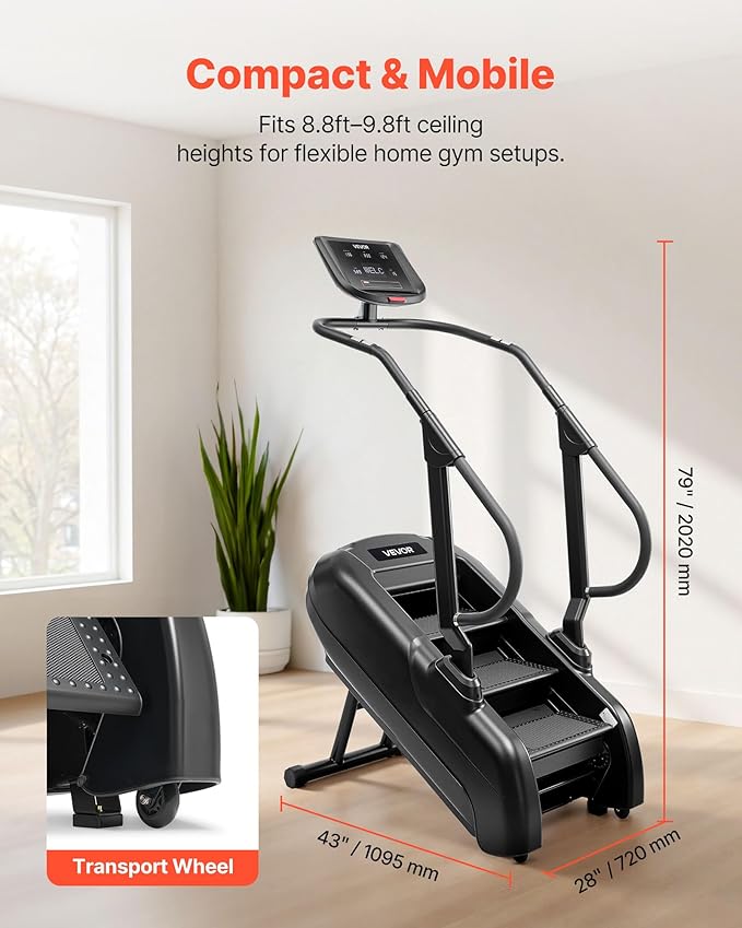 VEVOR Stair Stepper Machine, LED Screen Continuous Climbing Machines, Max Load 330 Lbs Stepping Climber for Home, 15 Speed Levels 28-168 Steps/Minute Stepmill Exercise for Cardio Lower Body