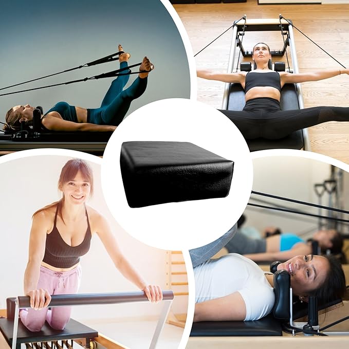 Yoga Bolster Pillow – Sponge PU Leather 25x16.5x7cm 160g | Non Slip Ergonomic Pilates Workout Bolster | Supportive Meditation Cushion for Home Travel Yoga Fitness Office Exercise Gym