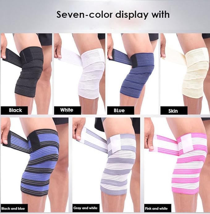 (1 Pair Elastic Breathable Knee Brace Compression Bandage Wraps Pain Relief Straps Support Wraps Sleeve for Men Women Cross Training WODs,Gym Workout,Fitness & Powerlifting (Beige)