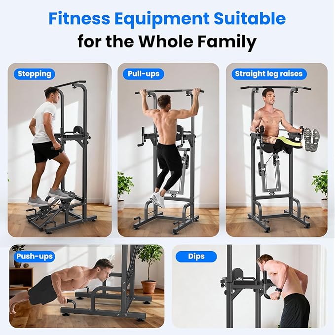 RELIFE REBUILD YOUR LIFE Power Tower Pull Up Bar Station Workout Dip Station for Home Gym Strength Training Fitness Equipment