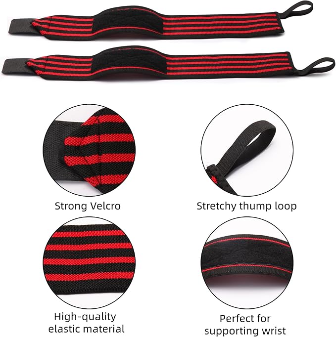 Wrist Support Straps & Lifting Straps, Ultra-Elastic Adjustable Design, Universal Wrist Support Gear for Bench Press, Deadlift, Powerlifting and Gym Training