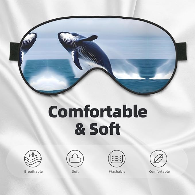 Whales at sea Head-Mounted Double-Sided Light-Blocking Sleeping Eye mask to Protect Eyes and Relieve Eye Fatigue