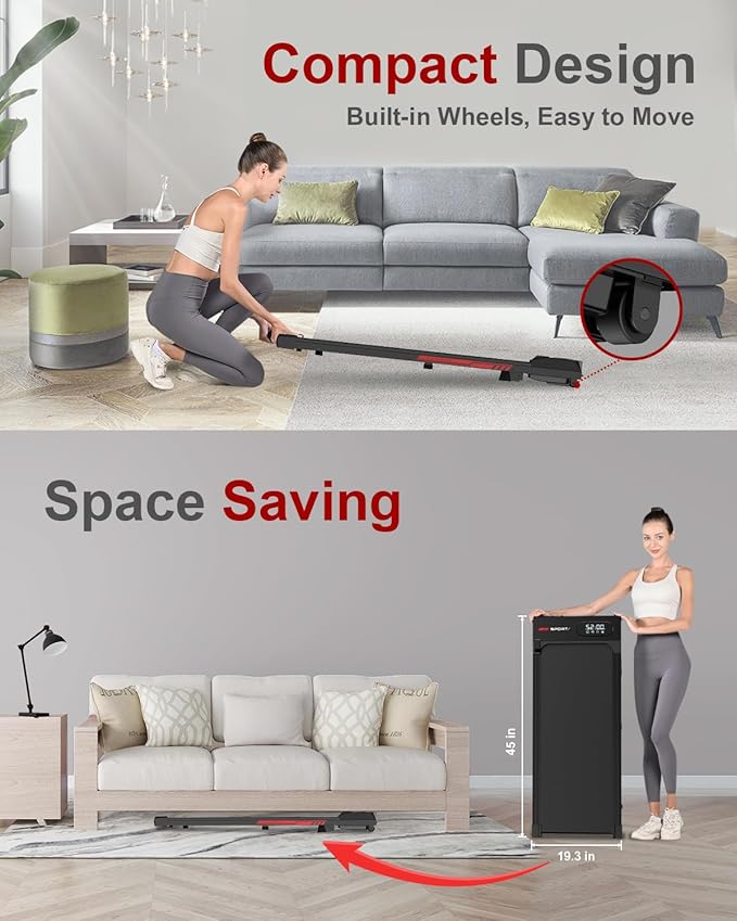 Walking Pad Treadmill with Handle Bar,Walking Pad with Incline 8%,2.5HP Quiet Under Desk 320 lbs 2 in 1Treadmills for Home Office,Compact Foldable Walking Pad,Remote Control&LED Display