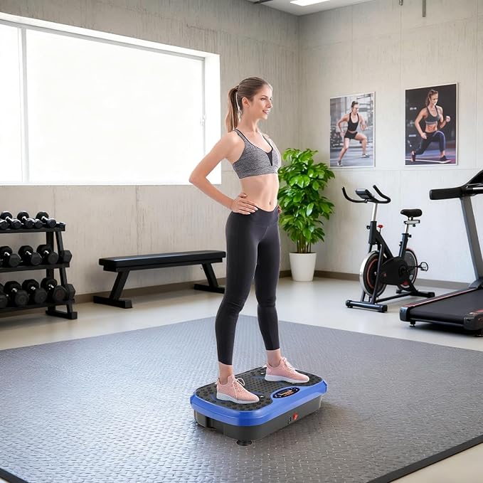 MAMIZO Vibration Plate Exercise Machine, Full Body Workout Shake Board Vibrate Platform for Lymphatic Drainage Weight Loss, with Loop Bands & Remote, Workout Equipment for Home Women Men