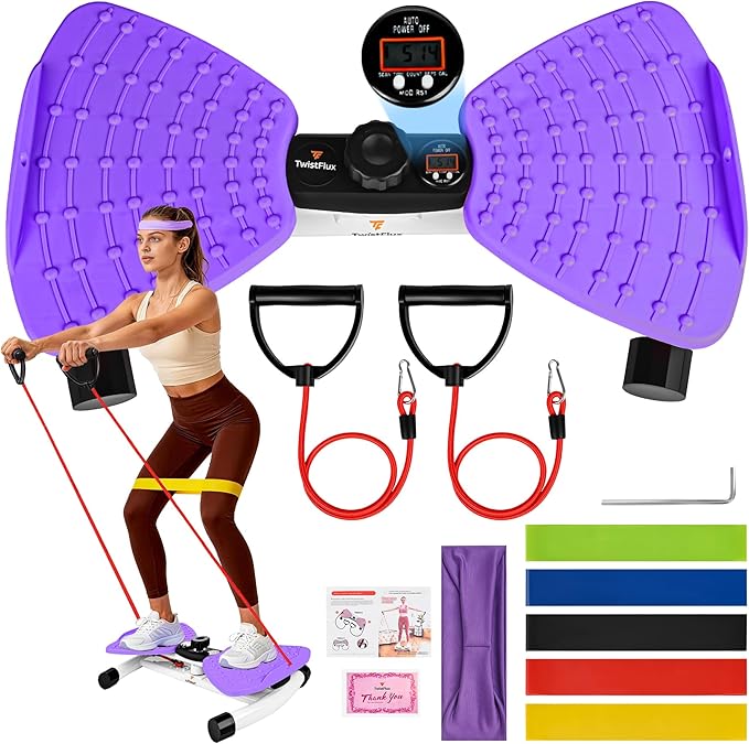 Waist Twister Machine Exercise with Digital Counter for Men and Women - Adjustable ab Twister Board for Stomach Workout - 300LB Capacity, 20dB Ultra-Quiet Noiseless Board with Extra Accessories
