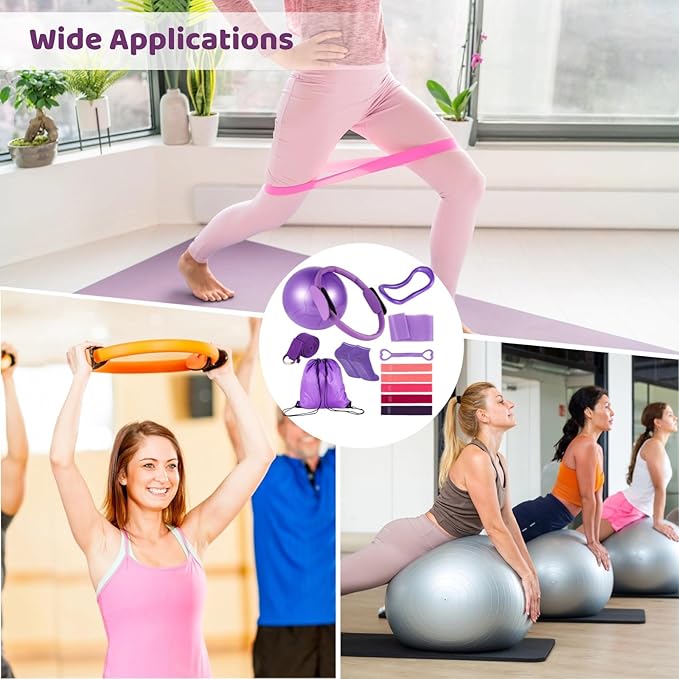 Home Pilates Fitness Kit for Women, 13 Items Including Ring, Ball, Resistance Bands, and Yoga Strap