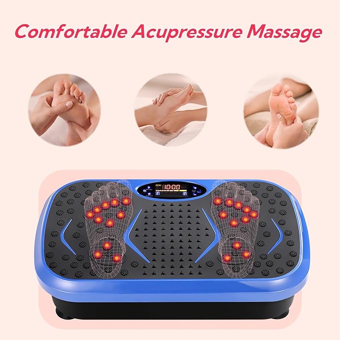 TLSUNNY Vibration Plate,3D Shake Board,Power Workout Platform,Full Body Shaping,Weight-Loss Exercise Machine for Lymphatic Drainage,W/2 Resistance Bands, Acupressure Foot Pedal&Remote Control