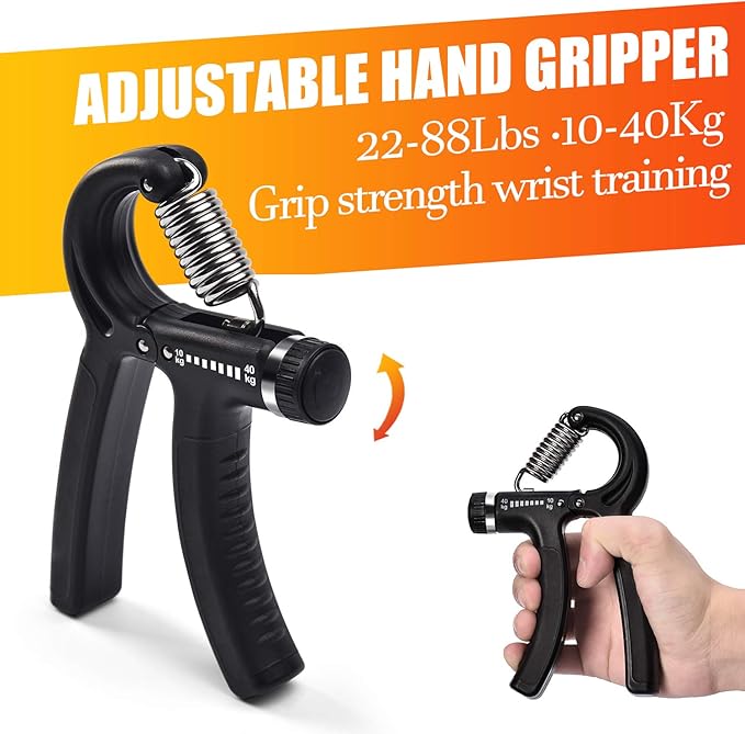 Grip Strength Trainer 7 Pack Adjustable, Finger Stretcher Resistance Extensor Bands, Finger Exerciser, Hand Gripper Strength Ring & Stress Ball
