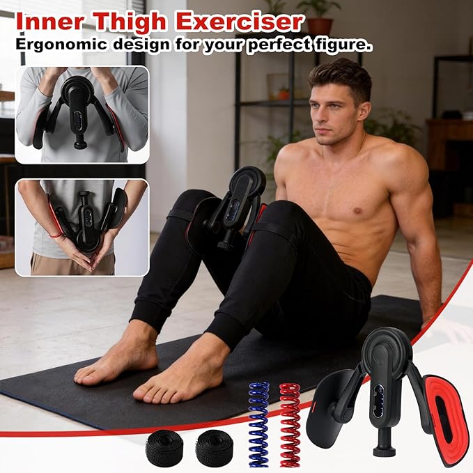 Thigh Trainer, 10-135LB Adjustable Resistance Inner Thigh Exerciser, Pelvic Floor Muscle Repair with Leg Strap, Workout Kegel Exercise Equipment for Shaping, Yoga, Weight Loss Home Gym