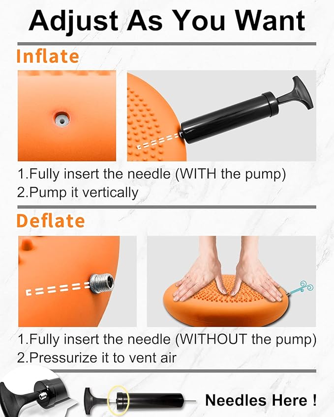 Tumaz Wobble Cushion - Wiggle Seat to Improve Sitting Posture & Stay Focused for Sensory Kids, Balance Disc to Core Strength & Flexible Seating [Extra Thick Balance Board, Pump Included Wobble Board]