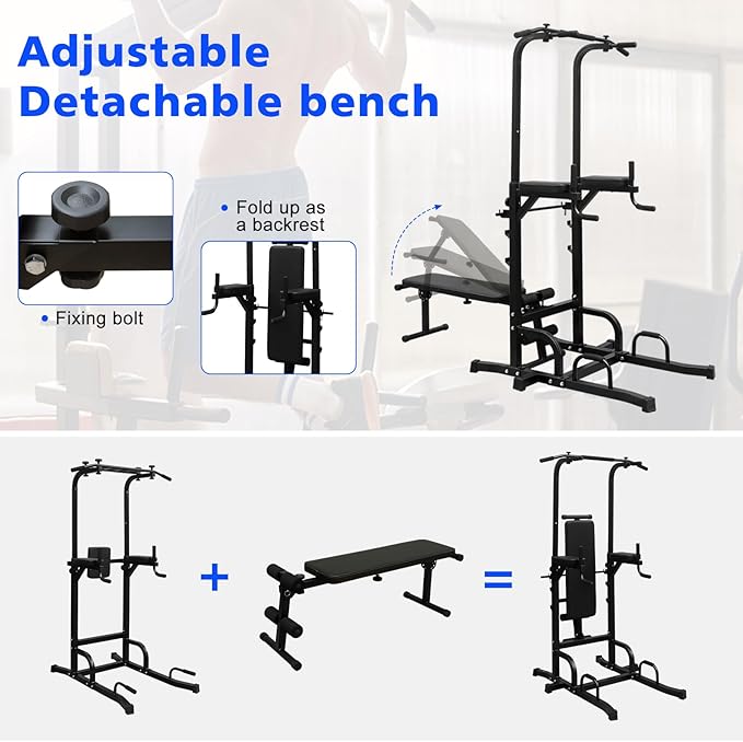 Dip Station Strength Training Dip Stands Station with Connecting Rod and Padded Handles for Home Gym & Fitness Training