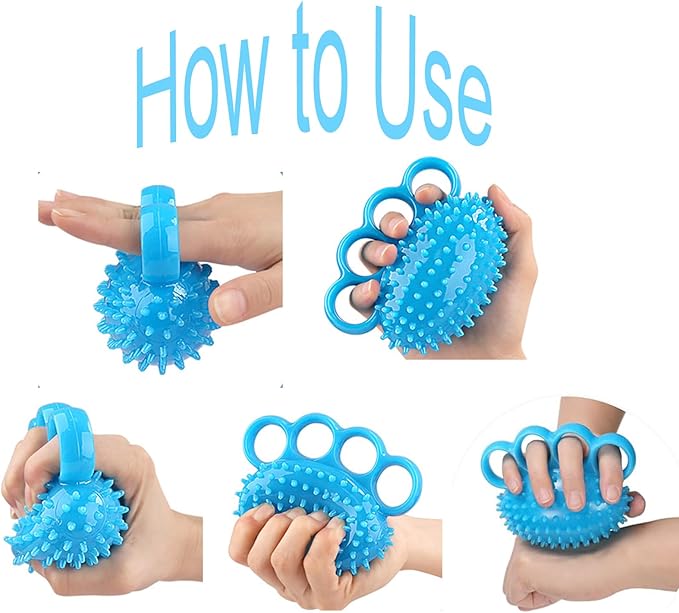 Hand Exerciser Ball and Finger Stretcher, Hand Grip Strengthener Trainer, Squeeze Balls, Wrist Pain Relief (Yellow)