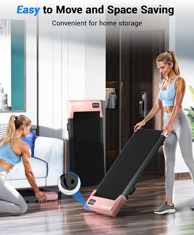 DeerRun Under Desk Walking Pad Treadmill for Home Office & Small Spaces, 6% Manual Incline, 0.6–3.8 MPH Walking Speed, 2.5 HP, 300 lb Capacity, App & Remote Control
