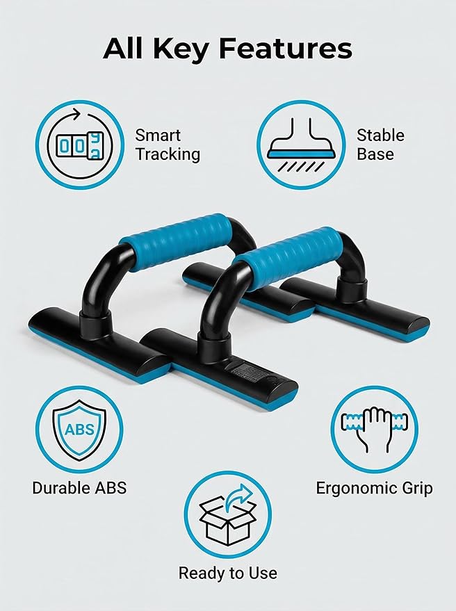 Push Up Bars Strength Training - Pushup Handles With Rubber Grip, Home Fitness Equipment with Anti-Slip Sturdy Structure Floor Workouts Push Up Stands for Man Women