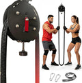 Wall-Mounted Flywheel Endless Rope Trainer, Portable Cable Pulley System with 30kg/330lb Adjustable Resistance, 4m/13.12ft Nylon Rope for Grip Arm Back Training, Home Gym Cardio Workout Gear
