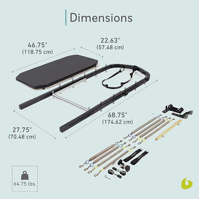 Balanced Body Allegro Nextgen Reformer Tower and Mat Retrofit Kit, Pilates Equipment for Home Use