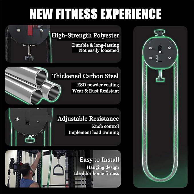 Endless Rope Trainer | Adjustable Resistance Trainer Machine | Suspension Portable Cable Pulley System | Closed-Loop Nylon Rope | Home Gym Pulley System for Interval Resistance Training