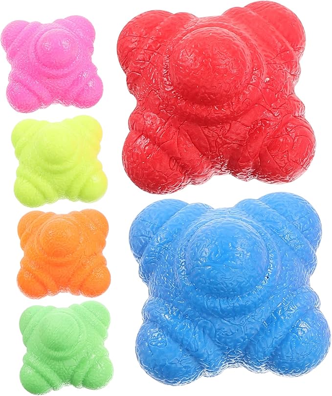 6-Piece Agility Reaction Balls Set Hexagonal Training Balls for Hand-Eye Coordination Speed and Reflex Training Indoor Fitness Equipment for Athletes