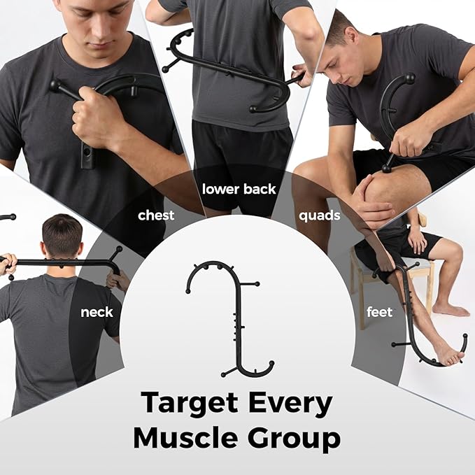 Detachable Trigger Point Massage Cane, One-Click Disassembly Massage Hook for Back, Neck & Shoulder Pain Relief, Pressure Point Massage Tool for Muscle Recovery (S Hook)