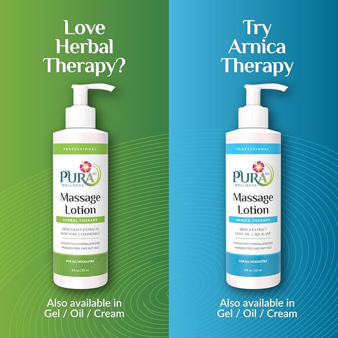 Herbal Therapy 8 Fl oz Massage Lotion, Aloe Vera, Professional, Massage Therapy, Deep Tissue, Unscented, Hypoallergenic, Natural Ingredients, Skin Hydrating, Moisturizing, Muscle Relief