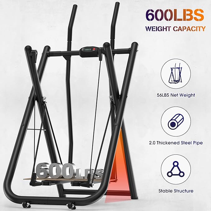 Air Walk Elliptical Glider Machine,Ellipse Machine for Home Cross-Training Arm/Leg Cardio Workout Equipment,Fully Assembled Low-Impact Design for Home Gym,600LBS Loading Capacity-New Version