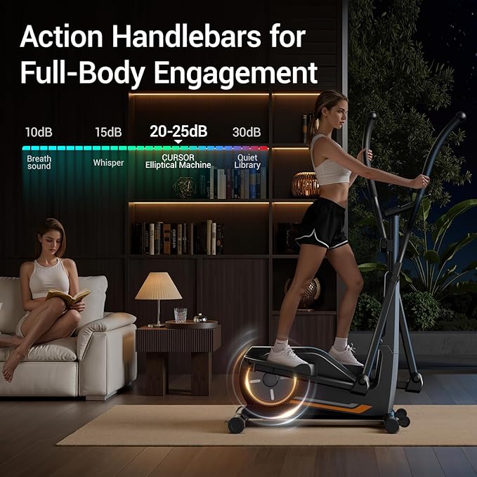 Elliptical Exercise Machine, Elliptical Training Machine for Home with Hyper-Quiet Magnetic Driving System, Compact Elliptical with 12IN Stride & LCD Monitor, 330LBS Weight Capacity