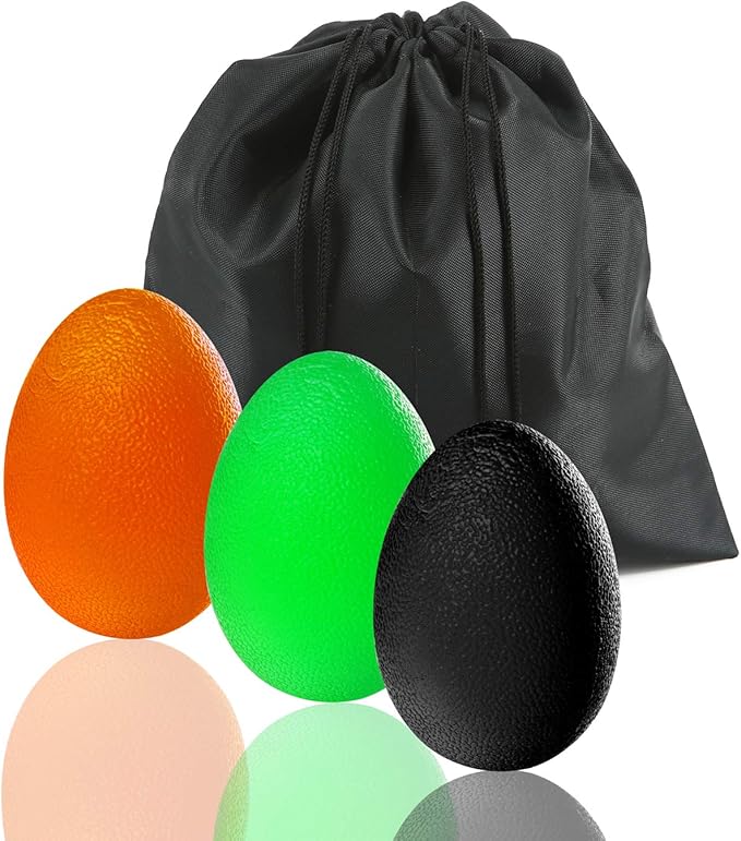 Hand Squeeze Stress Balls Set with Carry Bag 3 Resistance, Finger Wrist Arthritis Therapy Rehab Exerciser, Carpal Tunnel, Stroke Rehabilitation Equipment