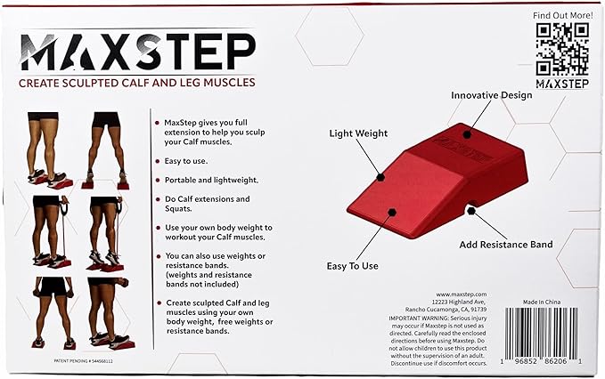 MaxStep Calf and Leg exercise equipment, Lightweight Exercise Stepper, Use with Exercise Bands. MaxStep Pantented exercise tool for Exercising Calves and leg muscles by SylverMax. 10.5x6.5x4.75