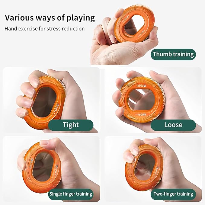 Grip Strength Trainer, Silicone Hand Grip Strengthener Ring for Finger Workout, Rock Climbing, Forearm & Grip Training, Stress Relief Exerciser for Men & Women, Durable Double-Force Design
