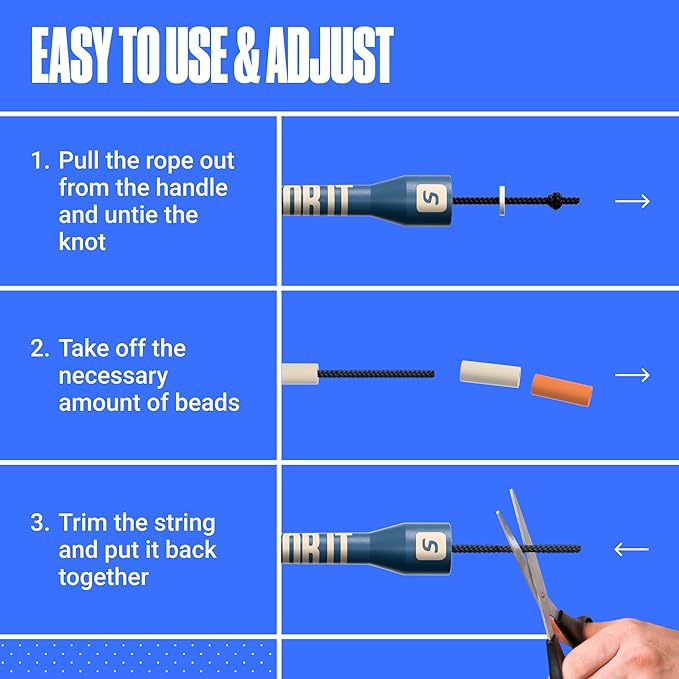 Sportbit Elite Beaded Jump Rope – Adjustable for Kids & Adults, Durable Fitness Skipping Rope for Cardio, Gym, Home & Outdoor Workouts