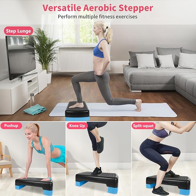 Exercise Workout Aerobic Step Platform Trainer, 18" Aerobic Stepper with 4"-6" Adjustable Height Risers