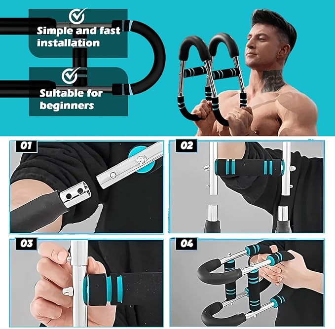 Twister Arm Trainer,Chest Workout Equipment Adjustable Resistance (40–110 lbs) with 4 Heavy-Duty Springs, Chest Exerciser for Men Upper Body Strength Training Bar for Arms, Home Gym Fitness Equipment
