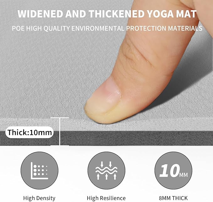 Large Yoga Mat (6'x 4') - Extra Long and Wide Workout Mat for Men and Women,Non-Slip POE 0.32''/0.4'' Thick Fitness Mat, Eco-Friendly, Thick Wide Exercise Mat for Home Workouts,Ideal for Yoga and Pilates.