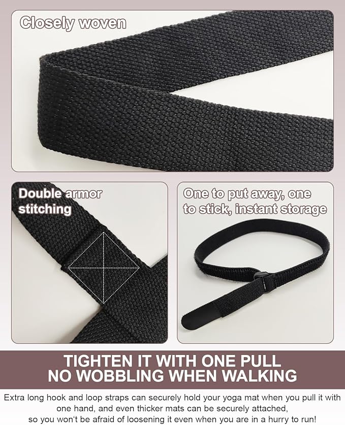 Yoga Mat Carrier, Premium Yoga Strap for Carrying Yoga Mats with Adjustable Hook and Loop Strap, Suitable for Carrying Most Sizes of Yoga Mats, Free Your Hands, Soft and Durable