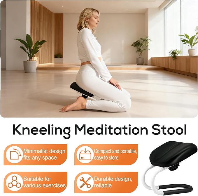 Meditation Bench with Adjustable Height, Foldable Metal Kneeling Chair, Portable Seiza Stool with Non-Slip Cushion, Ideal for Yoga, Prayer, and Extended Sitting Comfort