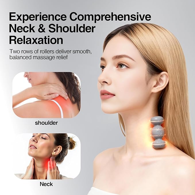 Neck Roller Massage Tool-Manual Neck Massager for Pain Relief Deep Tissue,6 Trigger Point Massager Ball for Neck&Shoulder Relaxer,Adjustable Opening,Ergonomic Grip
