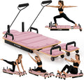 Pilates Board Reformer for Home Workout, Reformer Board, Glide Board, Sliding Rails, Maple Wood Deck & High-Strength Steel Rails, Adjustable Resistance Bands, PU Wheels, Quick Assembly