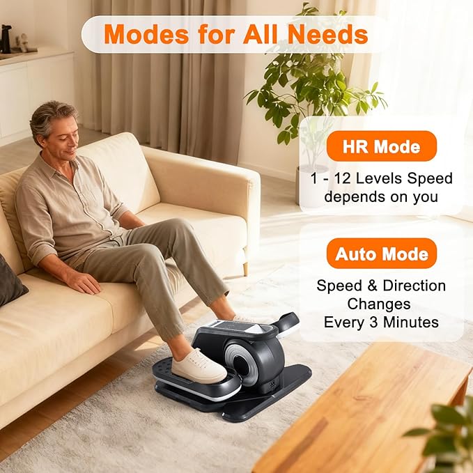 OLIXIS Under-Desk Elliptical Machine–Compact & Quiet Mini Pedal Exerciser with Adjustable Speed, LED Display, Portable Fitness Solution for Home or Office Workouts