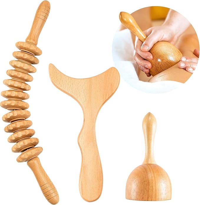 3 PCS Wood Therapy Massage Tools - Professional Maderoterapia Kit for Body Sculpting, Improving Circulation, and Muscle Relaxation